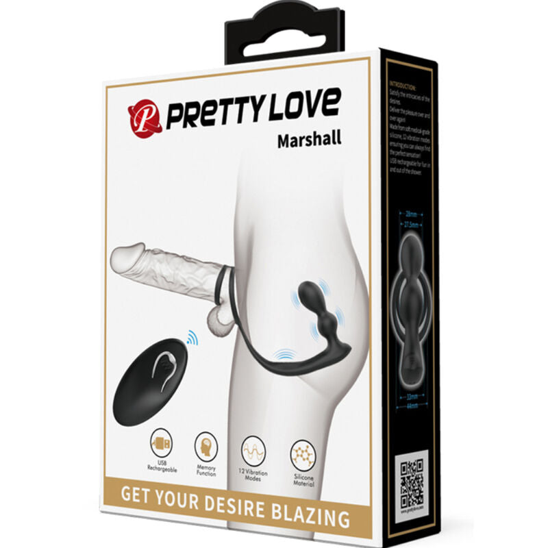 PRETTY LOVE - ANILLO PARA EL PENE MARSHALL CON PLUG ANAL VIBRADOR CON MANDO A DISTANCIA