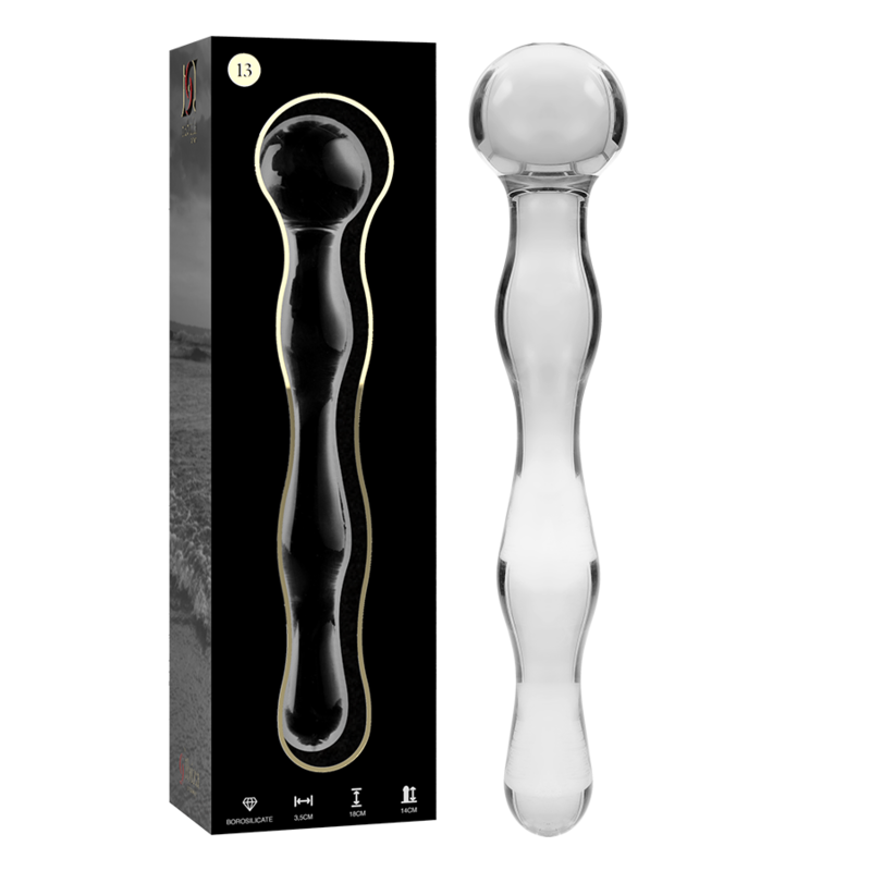 NEBULA SERIES BY IBIZA - MODEL 13 CLEAR BOROSILICATE GLASS DILDO 18 CM -O- 3.5 CM