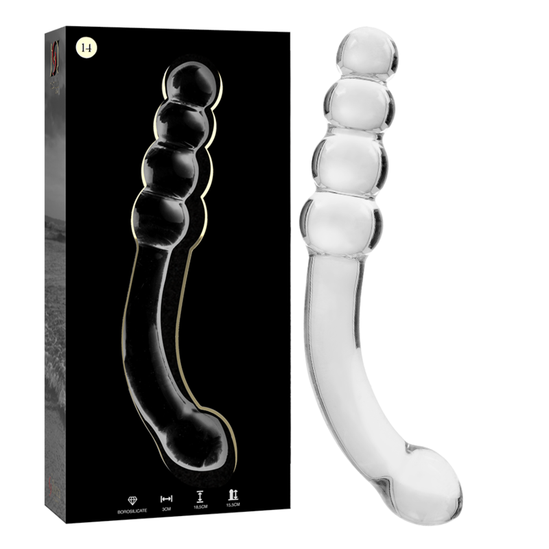 NEBULA SERIES BY IBIZA - MODEL 14 CLEAR BOROSILICATE GLASS DILDO 18.5 CM -O- 3 CM