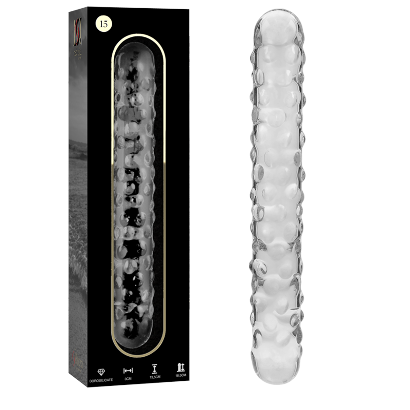 NEBULA SERIES BY IBIZA - MODEL 15 CLEAR BOROSILICATE GLASS DILDO 18.5 CM -O- 3 CM