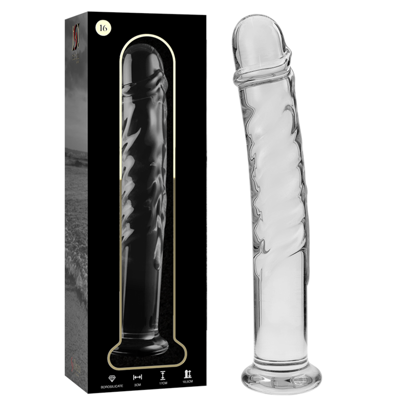 NEBULA SERIES BY IBIZA - MODEL 16 CLEAR BOROSILICATE GLASS DILDO 18.5 CM -O- 3 CM