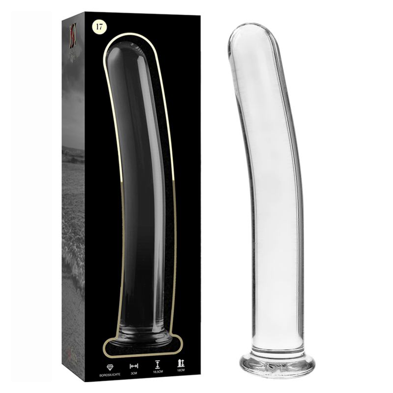 NEBULA SERIES BY IBIZA - MODEL 17 CLEAR BOROSILICATE GLASS DILDO 18.5 CM -O- 3 CM