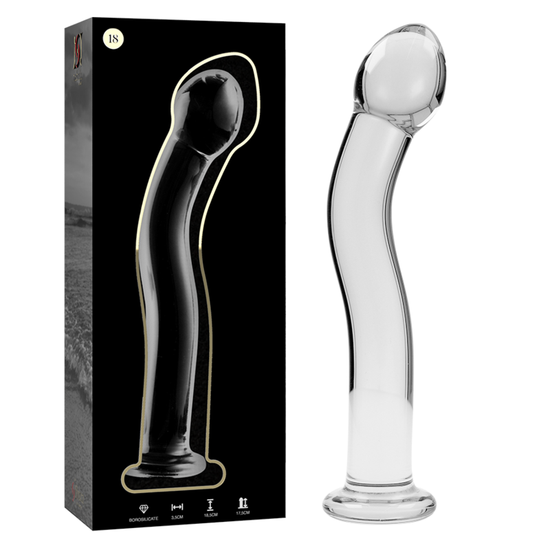 NEBULA SERIES BY IBIZA - MODEL 18 CLEAR BOROSILICATE GLASS DILDO 18.5 CM -O- 3.5 CM