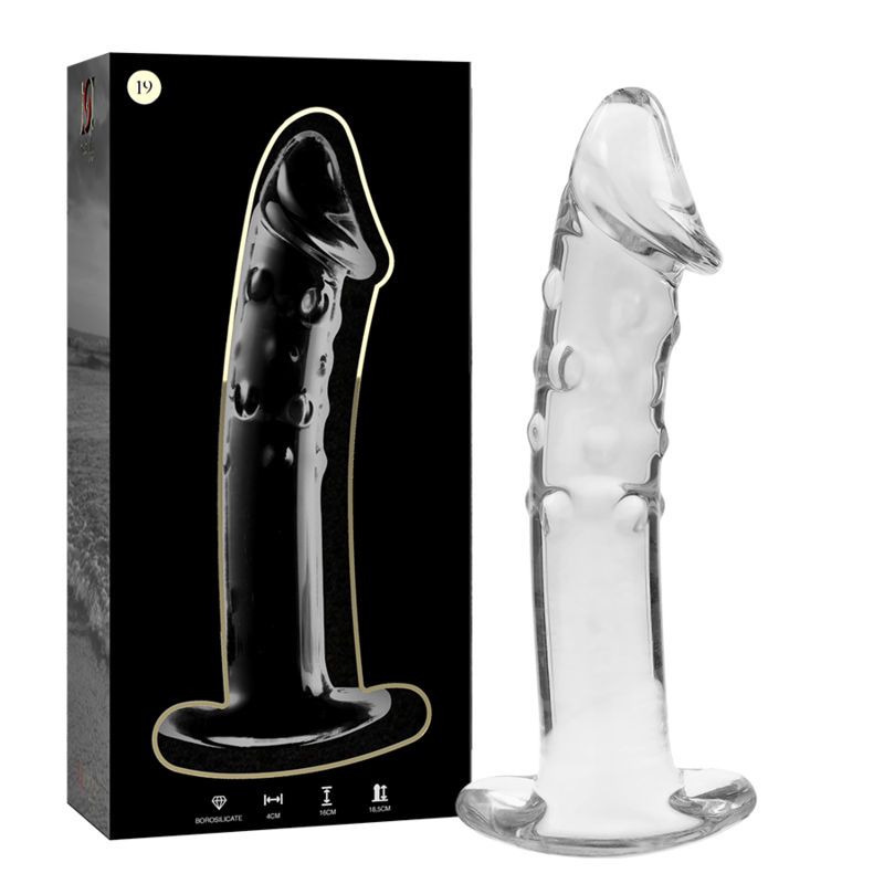 NEBULA SERIES BY IBIZA - MODEL 19 CLEAR BOROSILICATE GLASS DILDO 18.5 CM -O- 4 CM