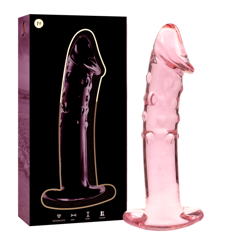 NEBULA SERIES BY IBIZA - MODEL 19 CLEAR BOROSILICATE GLASS DILDO 18.5 CM -O- 4 CM