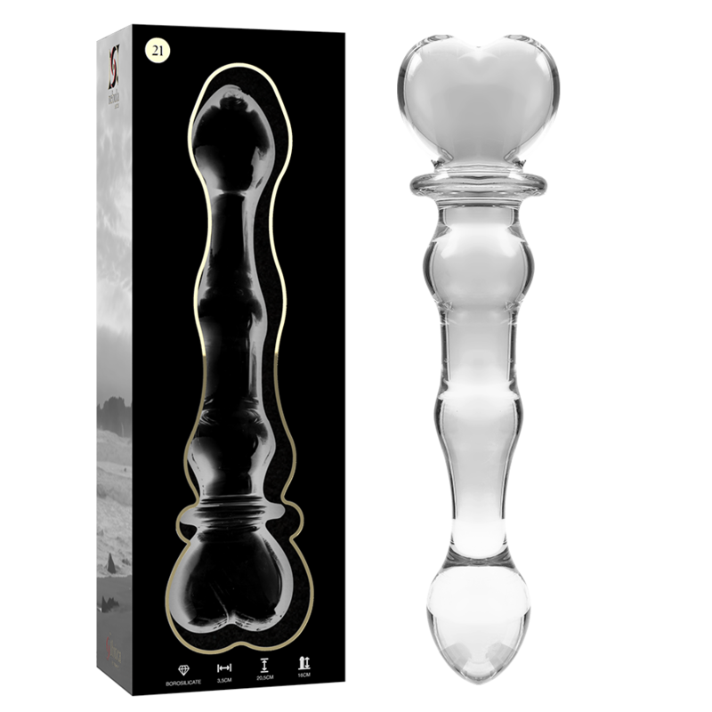 NEBULA SERIES BY IBIZA - MODEL 21 CLEAR BOROSILICATE GLASS DILDO 20.5 CM -O- 3.5 CM