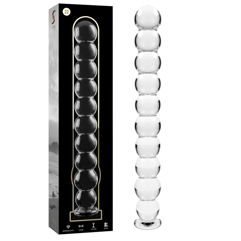 NEBULA SERIES BY IBIZA - MODEL 22 CLEAR BOROSILICATE GLASS DILDO 21.5 CM -O- 2.5 CM