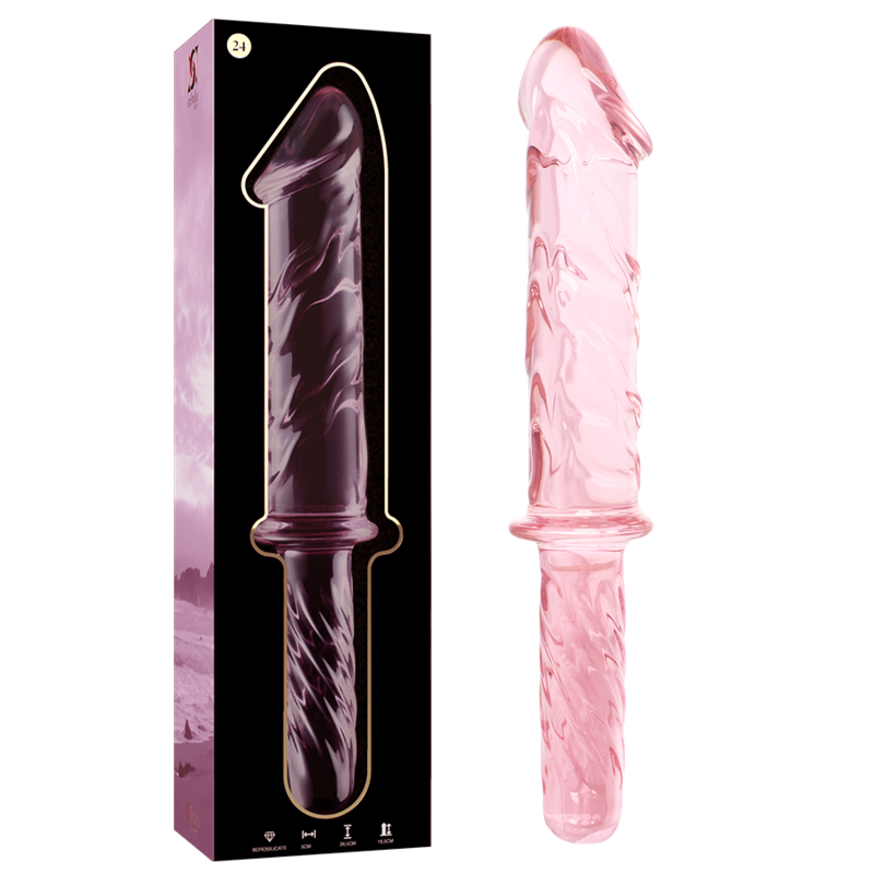 NEBULA SERIES BY IBIZA - MODEL 24 CLEAR BOROSILICATE GLASS DILDO 28.5 CM -O- 5 CM