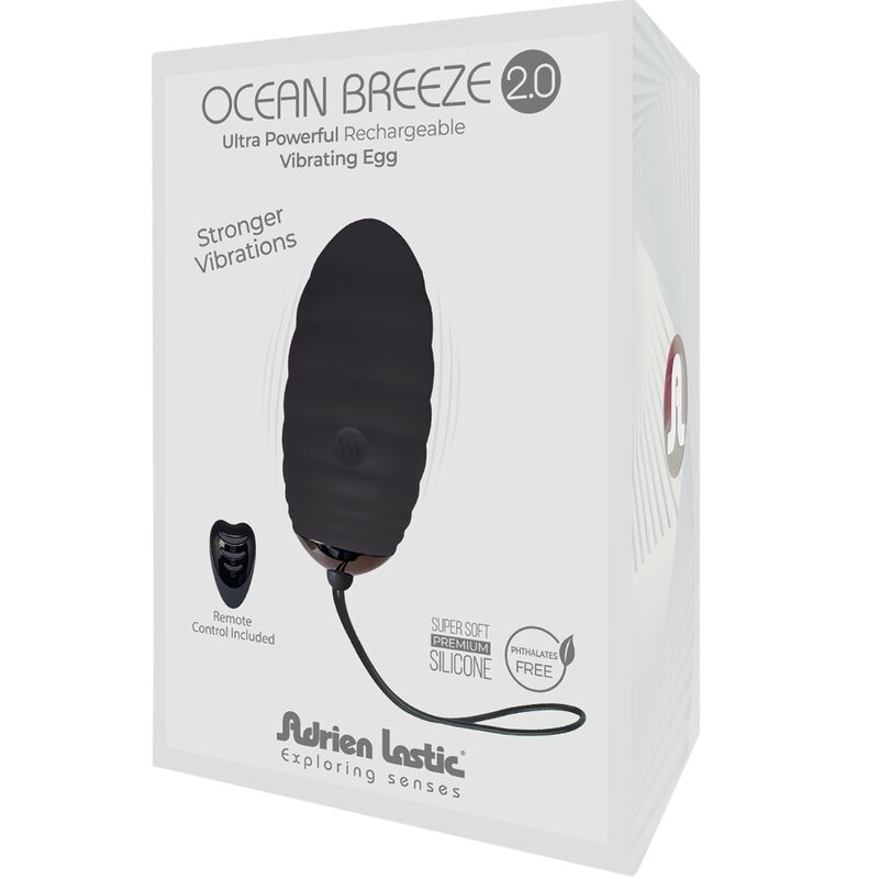 ADRIEN LASTIC - OCEAN BREEZE 2.0 HUEVO VIBRADOR RECARGABLE MANDO A DISTANCIA NEGRO