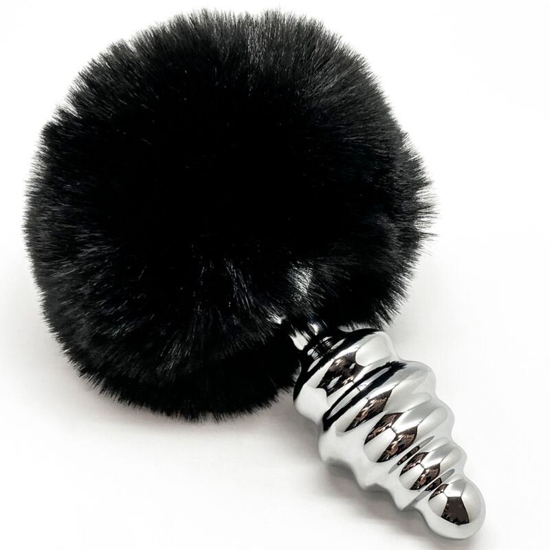 ALIVE - PLUG DE PLACER ANAL ESPIRAL METAL FLUFFY NEGRO TALLA L