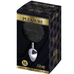 ALIVE - PLUG DE PLACER ANAL ESPIRAL METAL FLUFFY NEGRO TALLA M