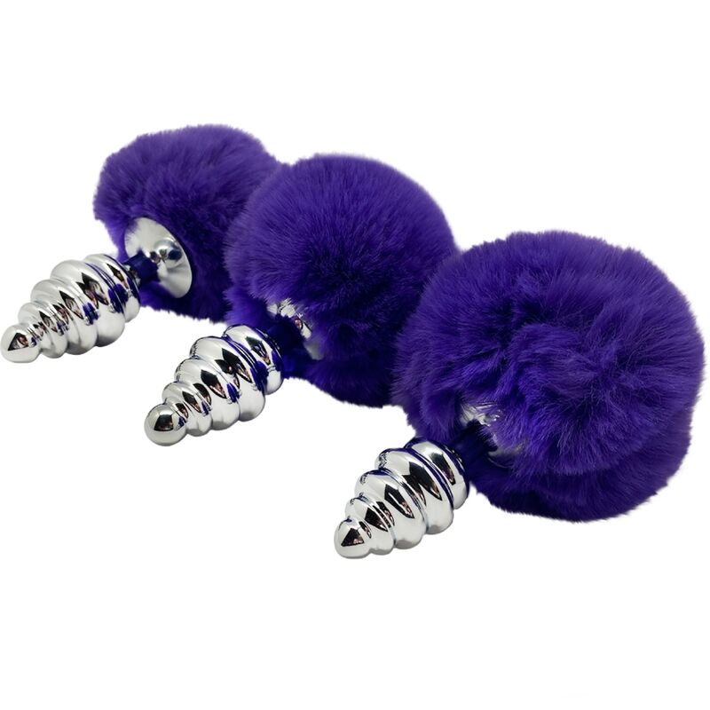 ALIVE - PLUG DE PLAISIR ANAL SPIRAL METAL FLUFFY VIOLET FONCÉ TAILLE L