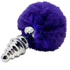 ALIVE - PLUG DE PLACER ANAL FLUFFY DE METAL ESPIRAL MORADO OSCURO TALLA L