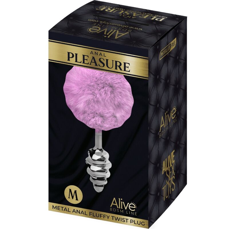 ALIVE - PLUG DE PLACER ANAL ESPIRAL METAL FLUFFY MORADO TALLA M