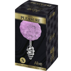 ALIVE - PLUG DE PLACER ANAL ESPIRAL METAL FLUFFY MORADO TALLA S