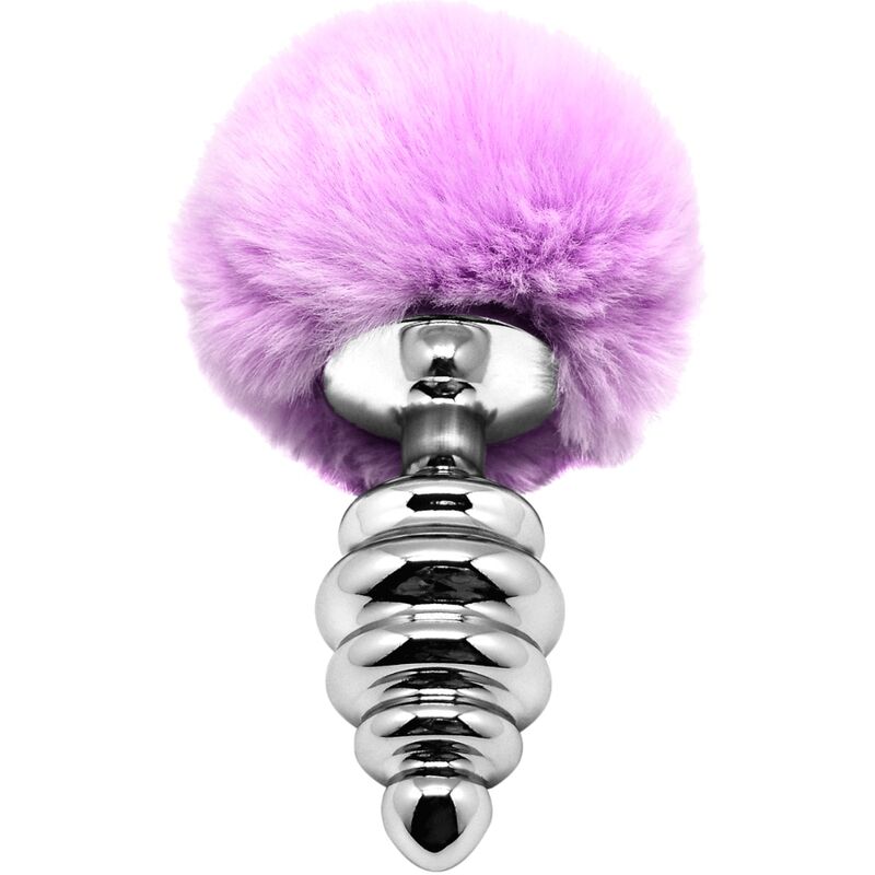 ALIVE - PLUG DE PLACER ANAL ESPIRAL METAL FLUFFY MORADO TALLA L