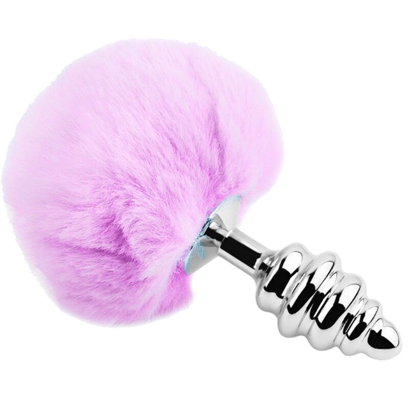 ALIVE - PLUG DE PLACER ANAL ESPIRAL METAL FLUFFY MORADO TALLA M