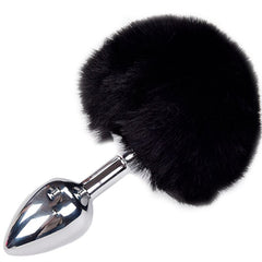 ALIVE - PLUG DE PLACER ANAL LISO METALICO NEGRO FLUFFY TALLA L