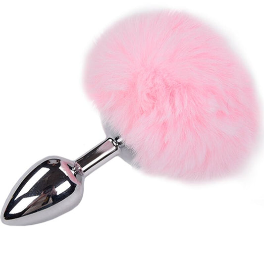 ALIVE - PLUG DE PLAISIR ANAL LISSE MÉTAL FLUFFY ROSE TAILLE M