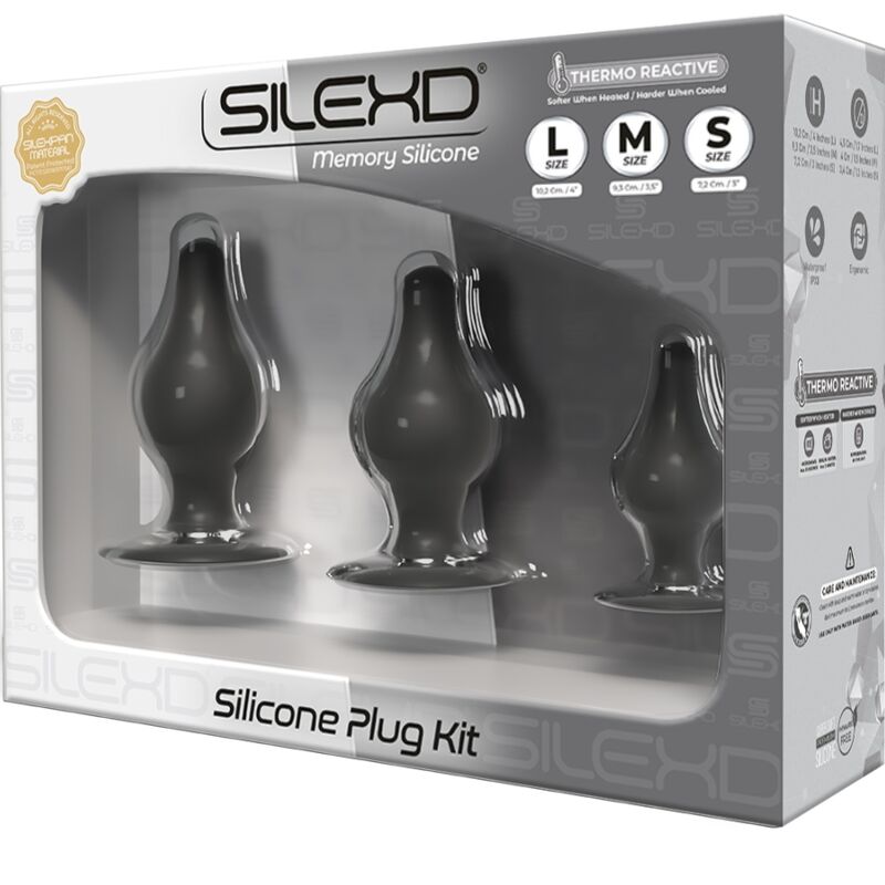 SILEXD - KIT PLUG ANAL PREMIUM SILEXPAN SILICONA TERMOREACTIVA TAMAÑO S/M/L