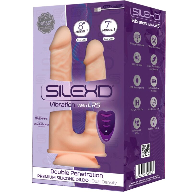 SILEXD - MODEL 1 VIBRATOR REALISTIC PENIS DOUBLE PENETRATION PREMIUM SILEXPAN SILICONE REMOTE CONTROL 17.5 / 19.5 CM