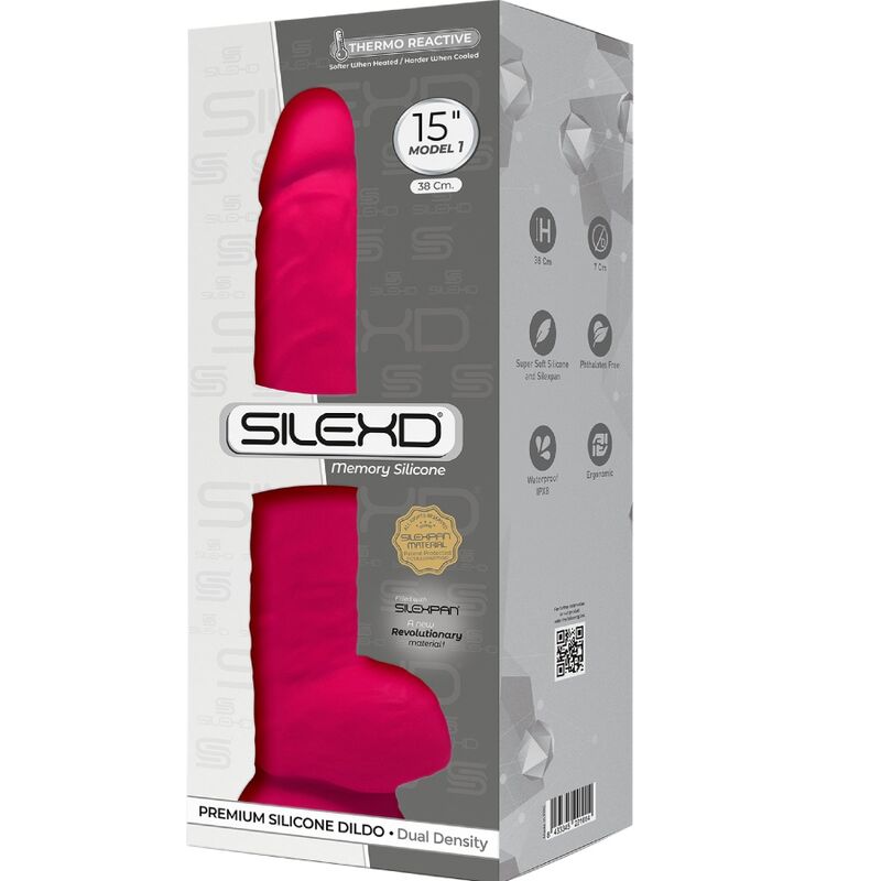 SILEXD - MODELO 1 PENE REALISTA PREMIUM SILEXPAN SILICONA FUCSIA 38 CM