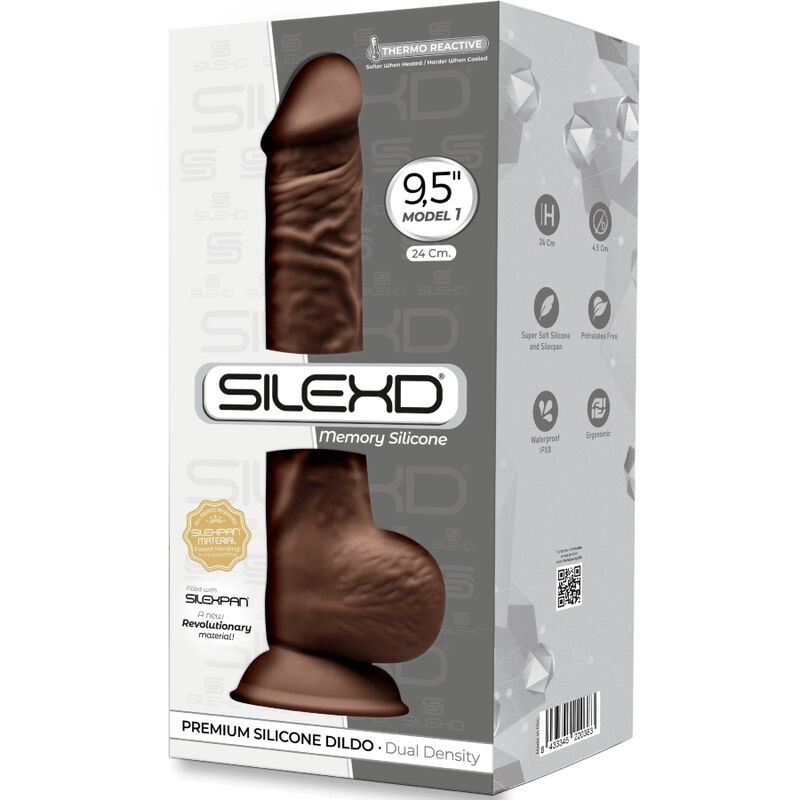 SILEXD - MODELO 1 PENE REALISTA PREMIUM SILEXPAN SILICONA MARRÓN 24 CM