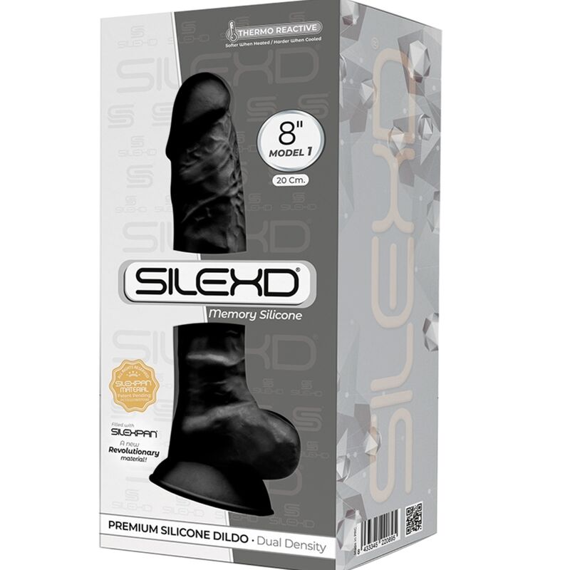 SILEXD - MODÈLE 1 PÉNIS RÉALISTE PREMIUM SILEXPAN SILICONE NOIR 20 CM