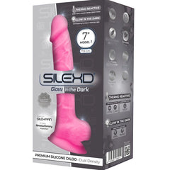 SILEXD - MODELO 1 PENE REALISTA SILICONA PREMIUM SILEXPAN ROSA FLUORESCENTE 17,5 CM