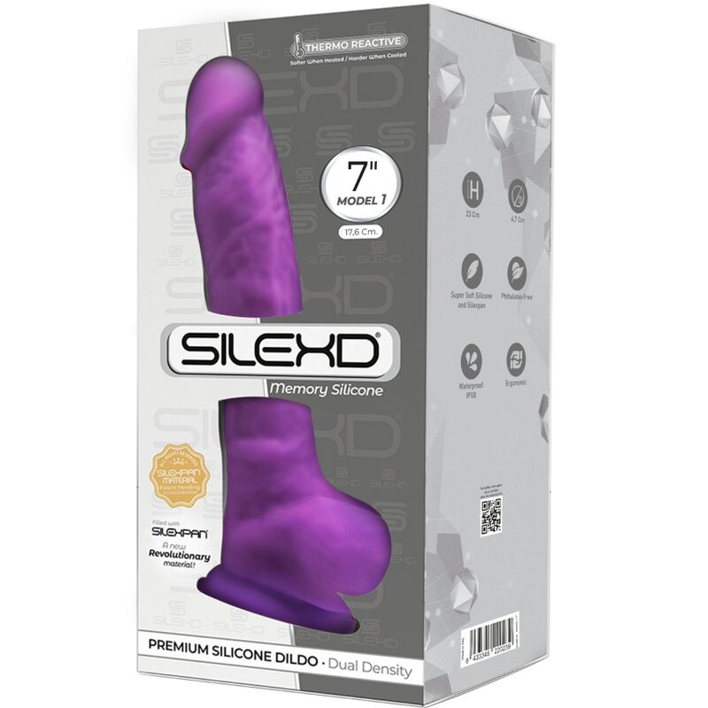 SILEXD - MODELO 1 PENE REALISTA PREMIUM SILEXPAN SILICONA MORADO 17,5 CM