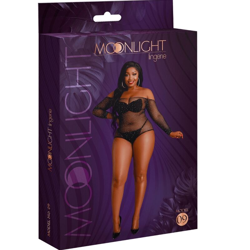 MOONLIGHT - MODEL 9 LONG SLEEVE BODY BLACK SHINY PLUS SIZE