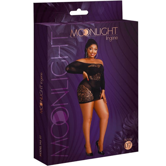 MOONLIGHT - LONG SLEEVE DRESS MODEL 7 BLACK PLUS SIZE