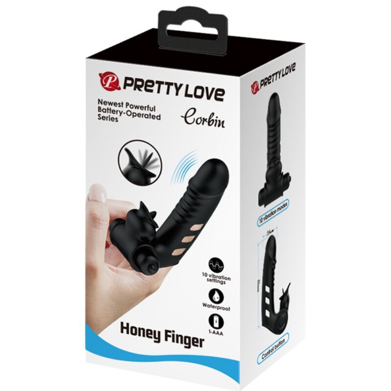 PRETTY LOVE - FUNDA DEDO VIBRADOR CORBIN NEGRO