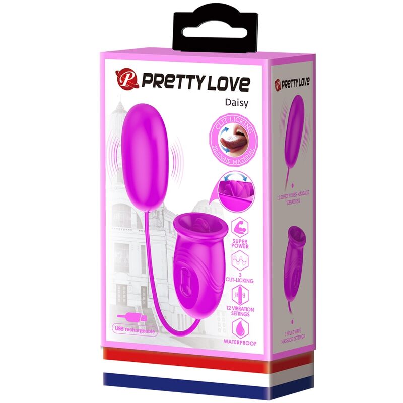 PRETTY LOVE - DAISY DUAL EGG RECHARGEABLE VIBRATOR PURPLE