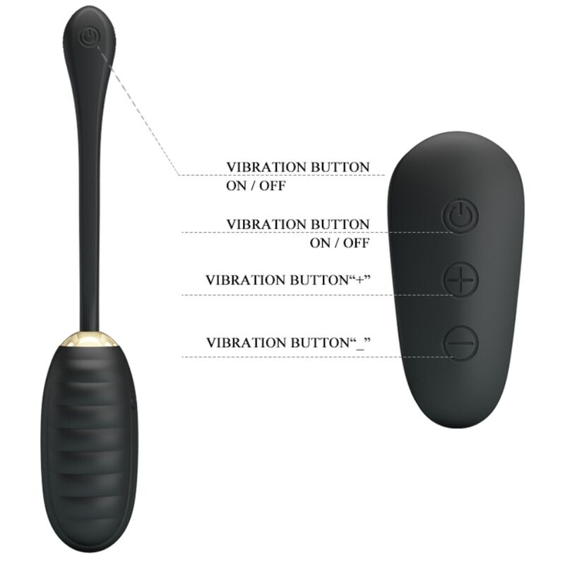 PRETTY LOVE - DOREEN LUXURY BLACK RECHARGEABLE VIBRATING EGG