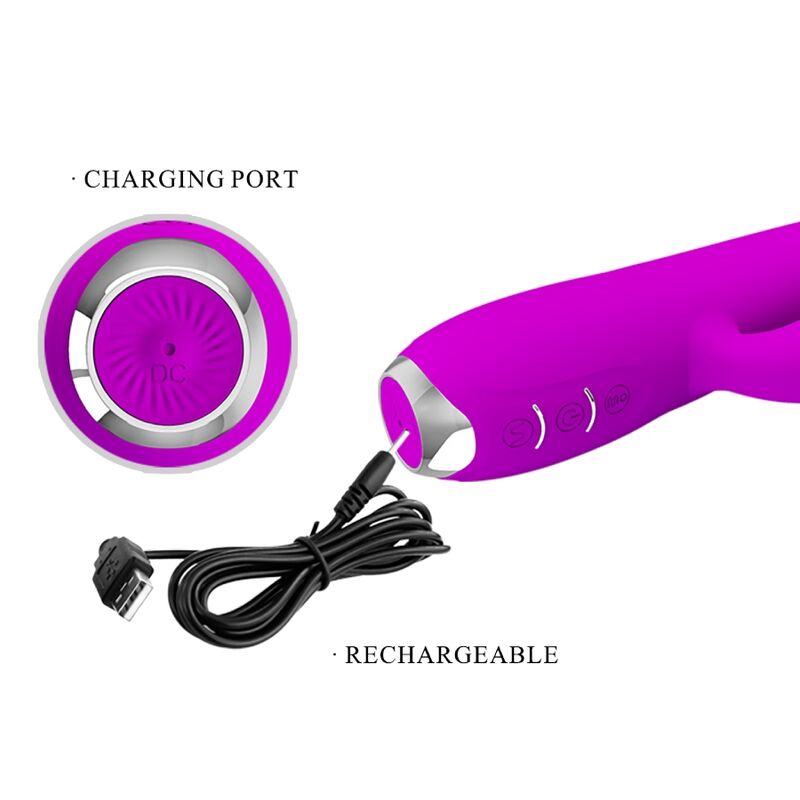 PRETTY LOVE - GLORIA WATERPROOF RECHARGEABLE RABBIT VIBRATOR PURPLE