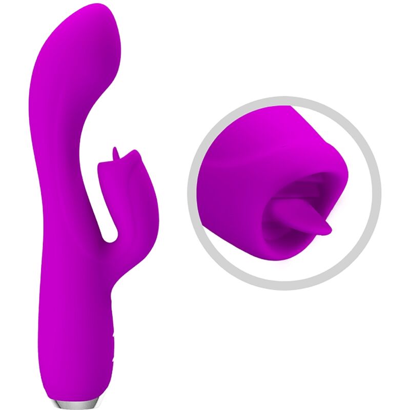 PRETTY LOVE - GLORIA WATERPROOF RECHARGEABLE RABBIT VIBRATOR PURPLE