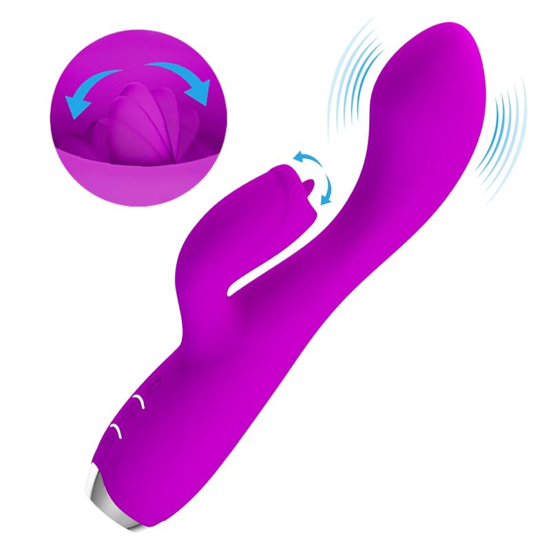 PRETTY LOVE - GLORIA WATERPROOF RECHARGEABLE RABBIT VIBRATOR PURPLE