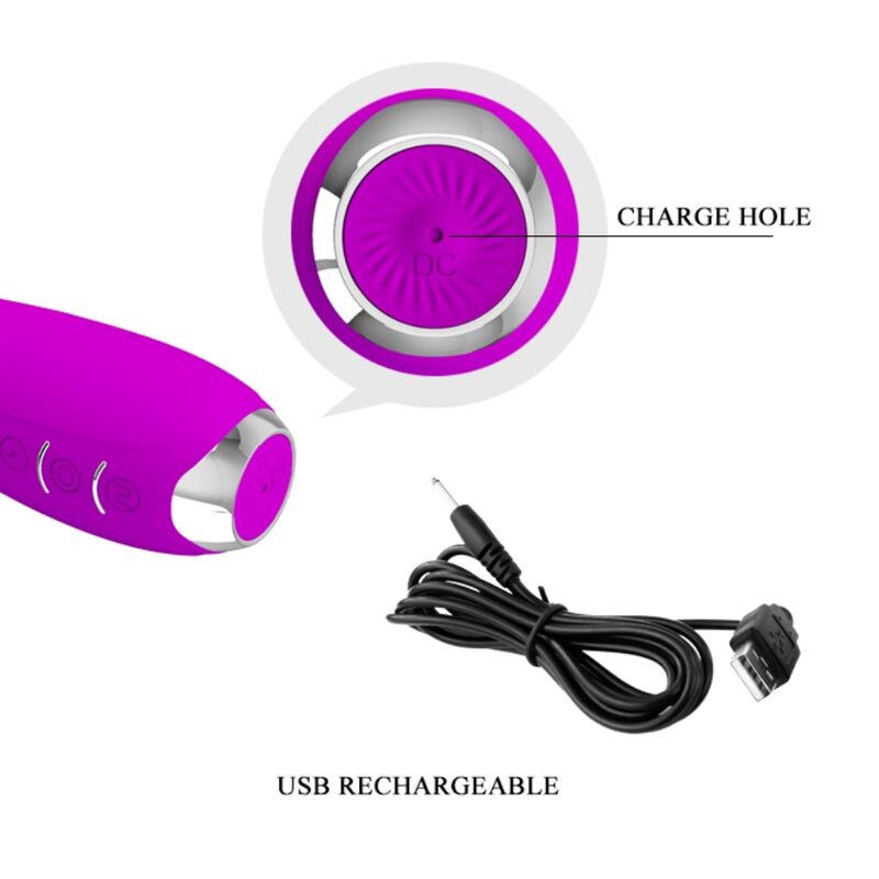 PRETTY LOVE - RECHARGEABLE ELECTROSHOCK VIBRATOR HECTOR-WATERPROOF PURPLE