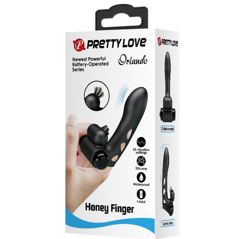 PRETTY LOVE - FUNDA DEDO VIBRADOR ORLANDO NEGRO