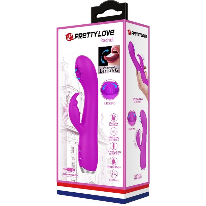 PRETTY LOVE - RACHEL VIBRADOR RECARGABLE CON VENTOSA MORADA