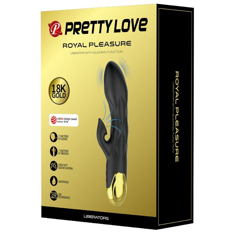 PRETTY LOVE - VIBRADOR LUXURY RECARGABLE NEGRO CHAPADO EN ORO