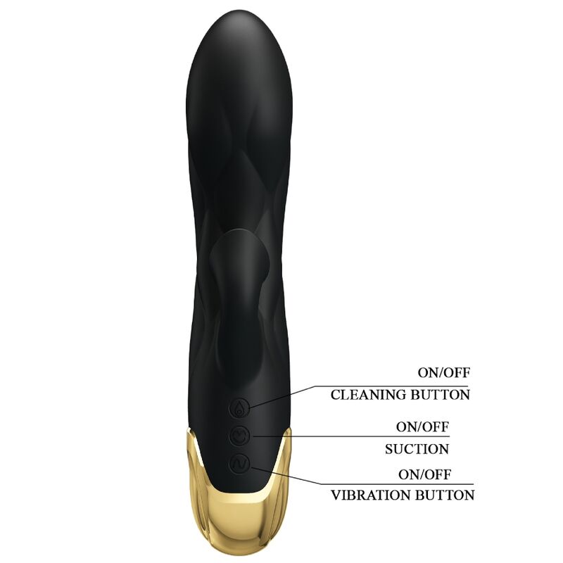 PRETTY LOVE - VIBRADOR LUXURY RECARGABLE NEGRO CHAPADO EN ORO