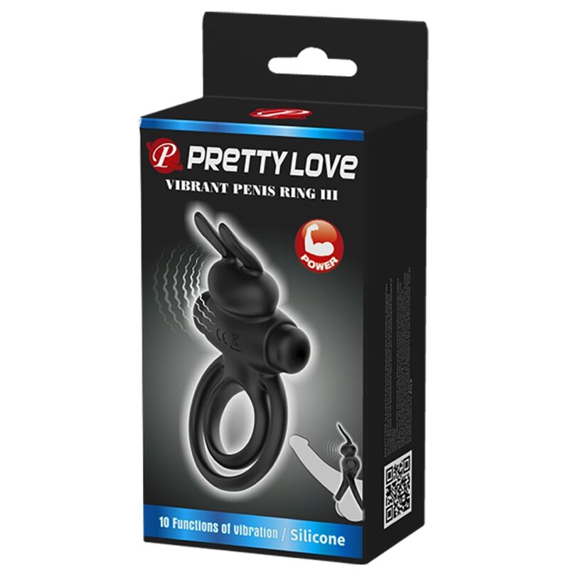 PRETTY LOVE - RABBIT RING VIBRATOR III FOR PENIS BLACK
