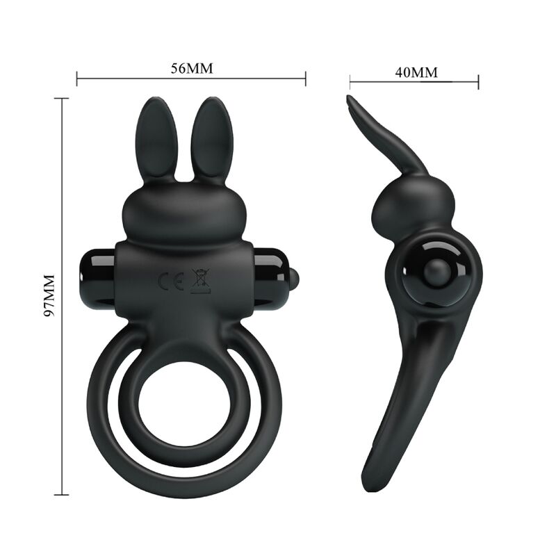 PRETTY LOVE - RABBIT RING VIBRATOR III FOR PENIS BLACK