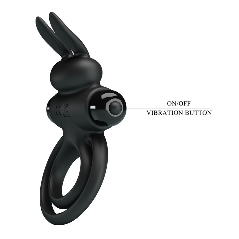 PRETTY LOVE - RABBIT RING VIBRATOR III FOR PENIS BLACK