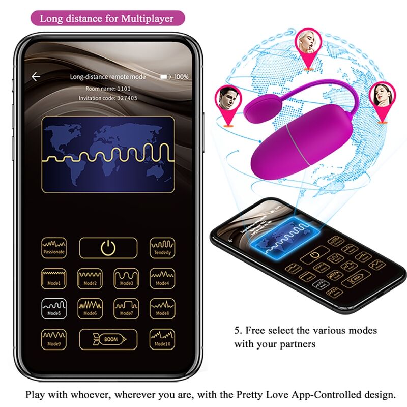 PRETTY LOVE - HUEVO VIBRADOR NYMPH CONTROLADO POR APP MORADO