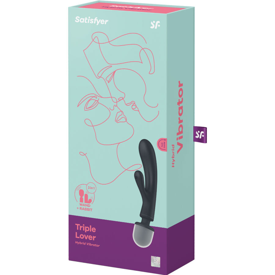 SATISFYER - MASSEUR VIBRATEUR LAPIN TRIPLE LOVER ROSE