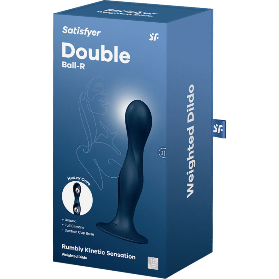 SATISFYER - DOUBLE BALL-R SILICONE DILDO GARNET