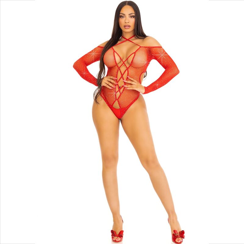 LEG AVENUE - CROTHLESS BODY WITH GLOSSY RED